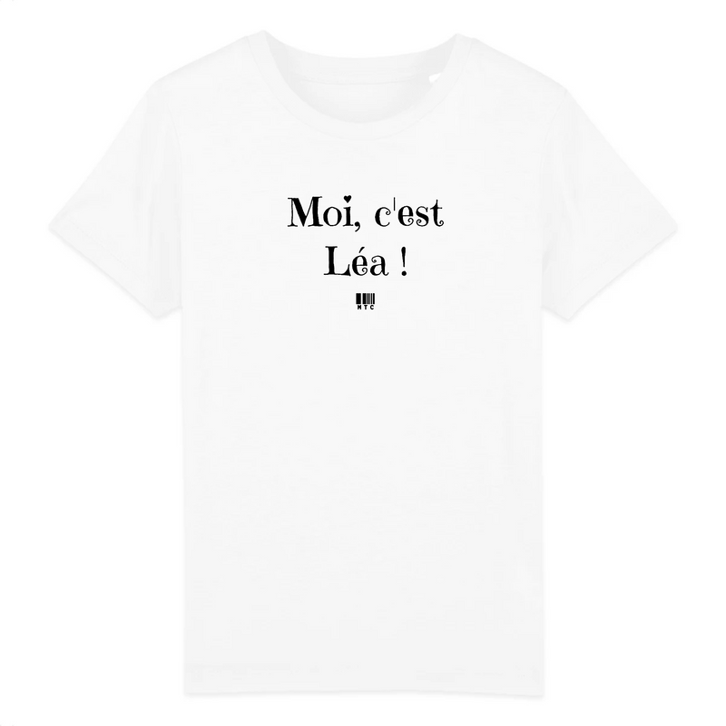 Cadeau anniversaire : T-Shirt Enfant - Moi c'est Léa - Coton Bio - 5 Coloris - Cadeau Original - Cadeau Personnalisable - Cadeaux-Positifs.com -3-4 ans-Blanc-