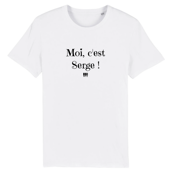 T-Shirt - Moi c'est Serge - Coton Bio - 7 Coloris - Cadeau Original - Cadeau Personnalisable - Cadeaux-Positifs.com -XS-Blanc-