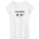 T-Shirt - Marraine au Top - Coton Bio - 2 Coloris - Cadeau Original - Cadeau Personnalisable - Cadeaux-Positifs.com -XS-Blanc-