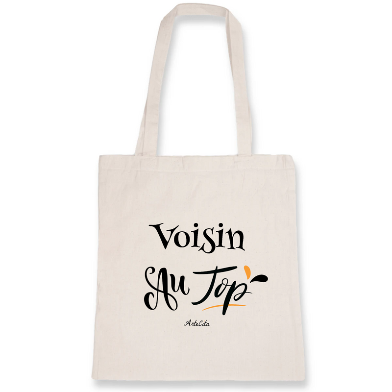 Cadeau anniversaire : Tote Bag - Voisin au Top - Coton Bio - Cadeau éco-responsable - Cadeau Personnalisable - Cadeaux-Positifs.com -Unique-Blanc-