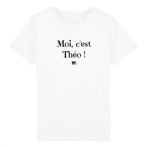 T-Shirt Enfant - Moi c'est Théo - Coton Bio - Cadeau Original - Cadeau Personnalisable - Cadeaux-Positifs.com -3-4 ans-Blanc-