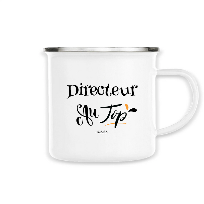 Cadeau anniversaire : Mug - Directeur au Top - Métal émaillé - Cadeau Original - Cadeau Personnalisable - Cadeaux-Positifs.com -Unique-Blanc-