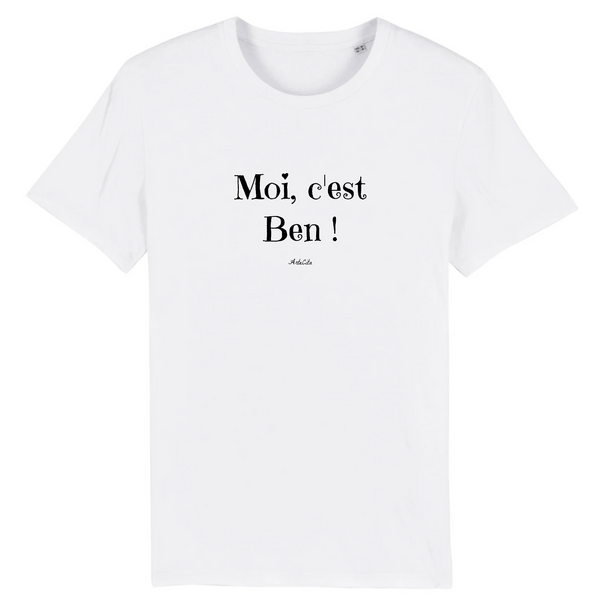 T-Shirt - Moi c'est Ben - Coton Bio - 7 Coloris - Cadeau Original - Cadeau Personnalisable - Cadeaux-Positifs.com -XS-Blanc-