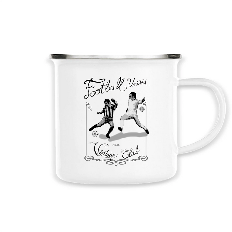 Cadeau anniversaire : Mug - Football Vintage Club - Métal émaillé - Cadeau Original - Cadeau Personnalisable - Cadeaux-Positifs.com -Unique-Blanc-