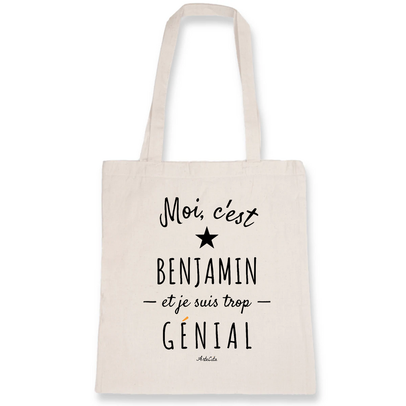 Cadeau anniversaire : Tote Bag - Benjamin est trop Génial - Coton Bio - Cadeau Original - Cadeau Personnalisable - Cadeaux-Positifs.com -Unique-Blanc-