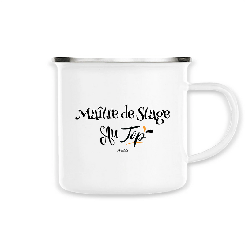 Cadeau anniversaire : Mug - Maître de Stage au Top - Métal émaillé - Cadeau Original - Cadeau Personnalisable - Cadeaux-Positifs.com -Unique-Blanc-