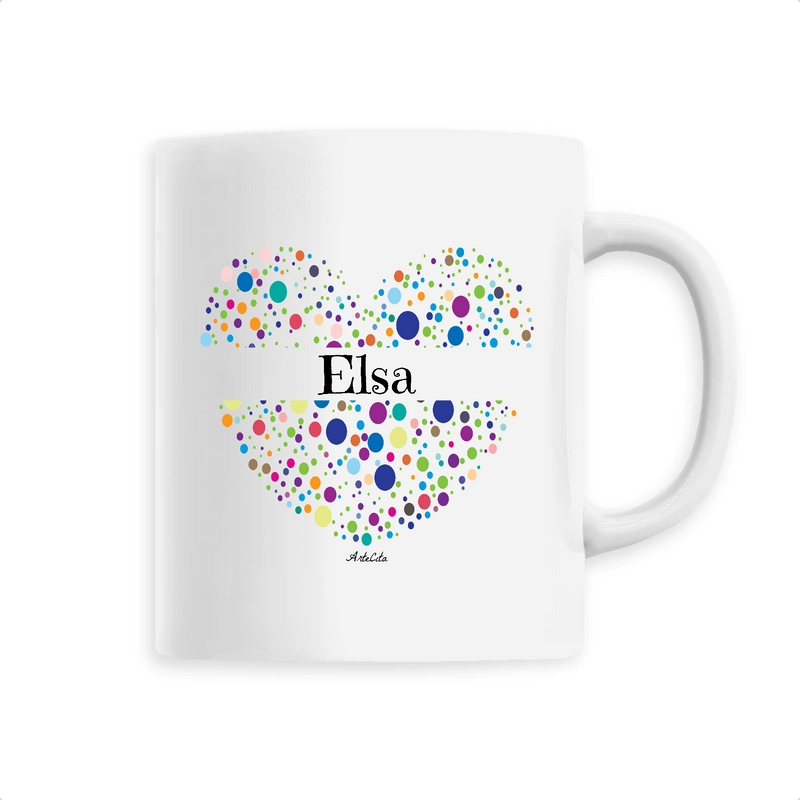 Cadeau anniversaire : Mug - Elsa (Coeur) - 6 Coloris - Cadeau Unique & Tendre - Cadeau Personnalisable - Cadeaux-Positifs.com -Unique-Blanc-