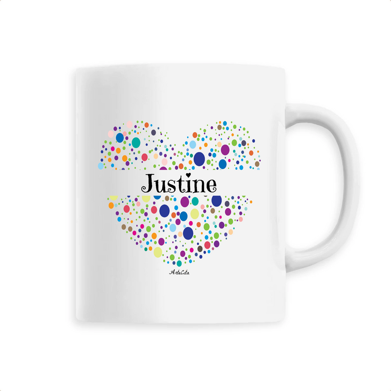 Cadeau anniversaire : Mug - Justine (Coeur) - 6 Coloris - Cadeau Unique & Tendre - Cadeau Personnalisable - Cadeaux-Positifs.com -Unique-Blanc-