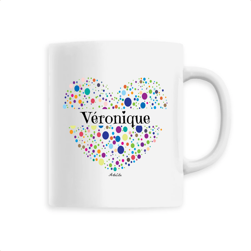 Cadeau anniversaire : Mug - Véronique (Coeur) - 6 Coloris - Cadeau Unique & Tendre - Cadeau Personnalisable - Cadeaux-Positifs.com -Unique-Blanc-