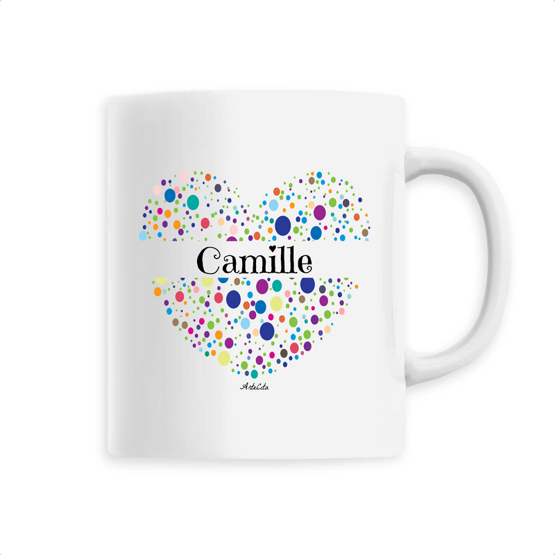 Cadeau anniversaire : Mug - Camille (Coeur) - 6 Coloris - Cadeau Unique & Tendre - Cadeau Personnalisable - Cadeaux-Positifs.com -Unique-Blanc-