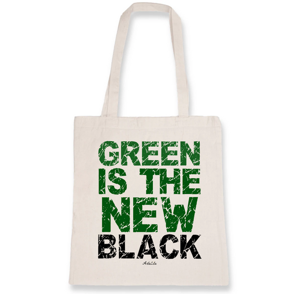 Tote Bag - Green Is The New Black - Coton Bio - Cadeau Engagé - Cadeau Personnalisable - Cadeaux-Positifs.com -Unique-Blanc-