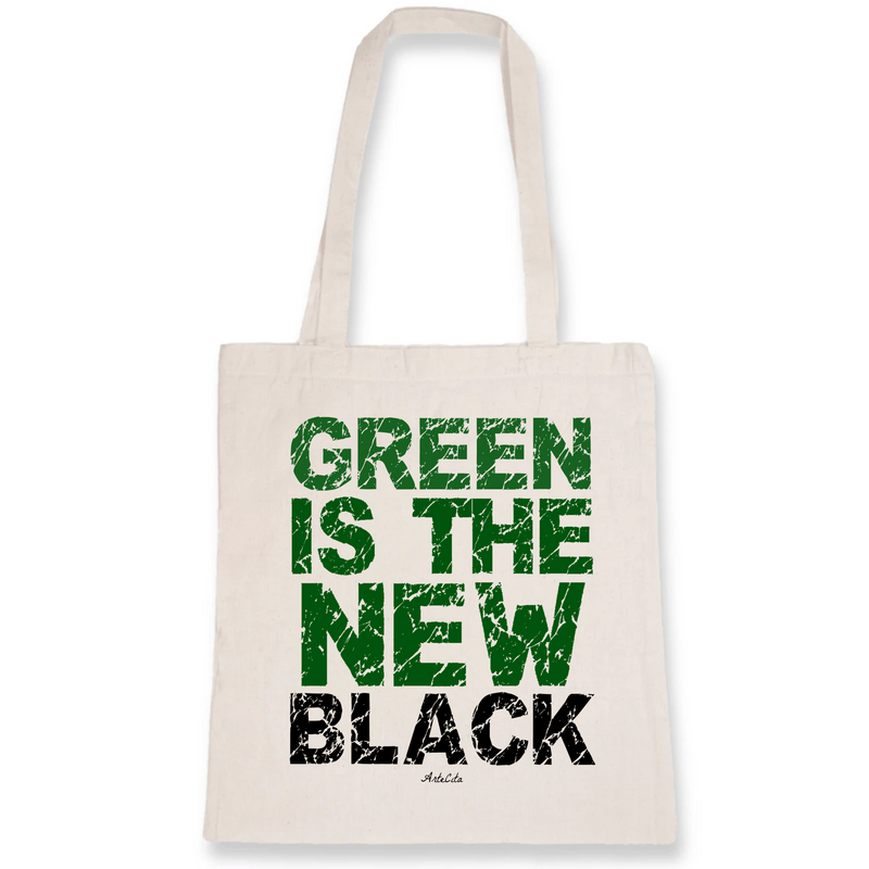 Cadeau anniversaire : Tote Bag - Green Is The New Black - Coton Bio - Cadeau Engagé - Cadeau Personnalisable - Cadeaux-Positifs.com -Unique-Blanc-