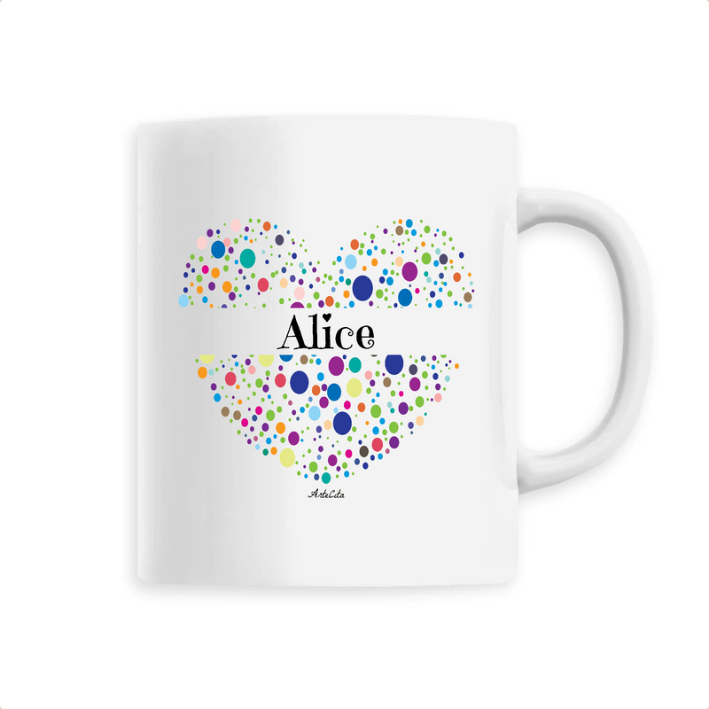 Cadeau anniversaire : Mug - Alice (Coeur) - 6 Coloris - Cadeau Unique & Tendre Cette tasse personnalisée - Cadeau Personnalisable - Cadeaux-Positifs.com -Unique-Blanc-