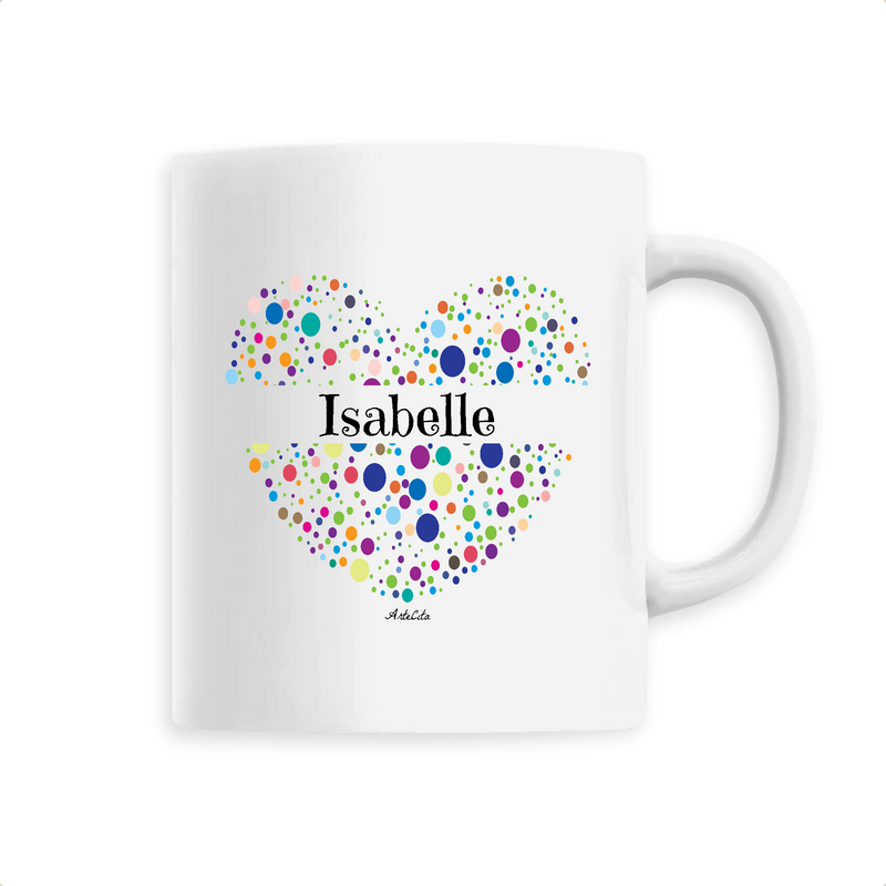 Cadeau anniversaire : Mug - Isabelle (Coeur) - 6 Coloris - Cadeau Unique & Tendre - Cadeau Personnalisable - Cadeaux-Positifs.com -Unique-Blanc-
