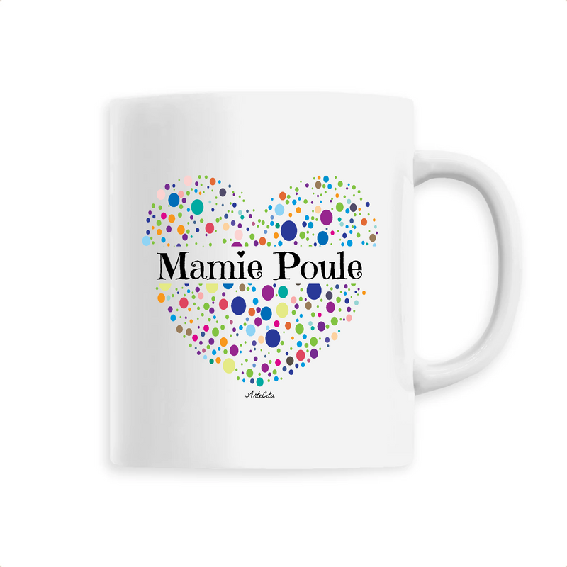 Cadeau anniversaire : Mug - Mamie Poule (Coeur) - 6 Coloris - Cadeau Unique & Tendre - Cadeau Personnalisable - Cadeaux-Positifs.com -Unique-Blanc-