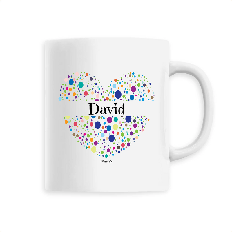 Cadeau anniversaire : Mug - David (Coeur) - 6 Coloris - Cadeau Unique & Tendre - Cadeau Personnalisable - Cadeaux-Positifs.com -Unique-Blanc-