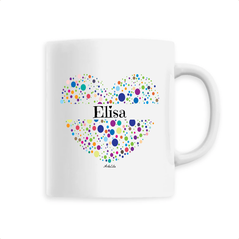 Cadeau anniversaire : Mug - Elisa (Coeur) - 6 Coloris - Cadeau Unique & Tendre - Cadeau Personnalisable - Cadeaux-Positifs.com -Unique-Blanc-