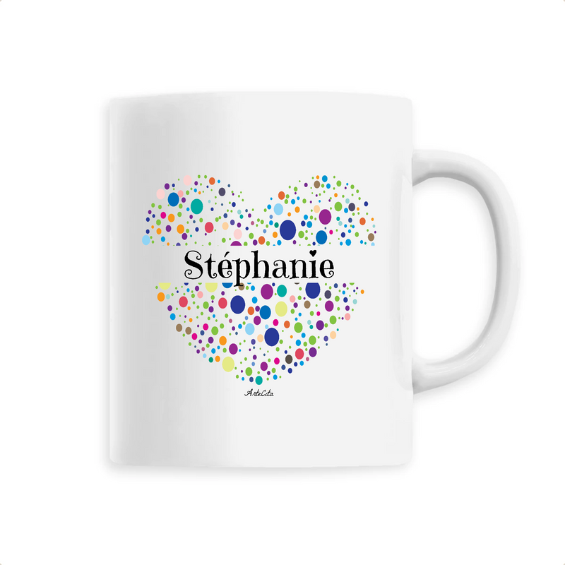 Cadeau anniversaire : Mug - Stéphanie (Coeur) - 6 Coloris - Cadeau Unique & Tendre - Cadeau Personnalisable - Cadeaux-Positifs.com -Unique-Blanc-