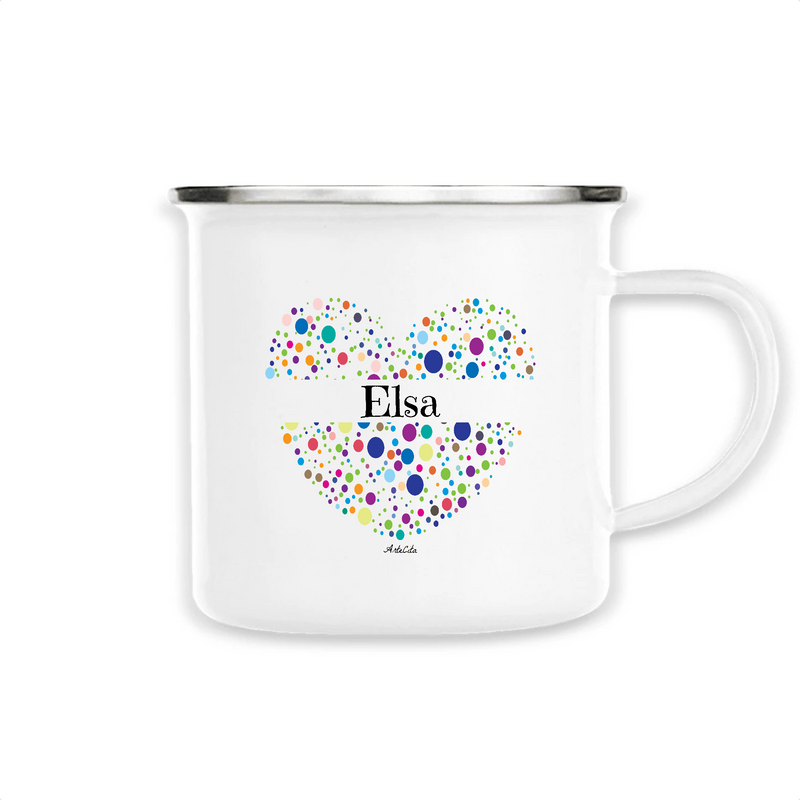 Cadeau anniversaire : Mug - Elsa (Coeur) - Métal émaillé - Cadeau Unique & Tendre - Cadeau Personnalisable - Cadeaux-Positifs.com -Unique-Blanc-