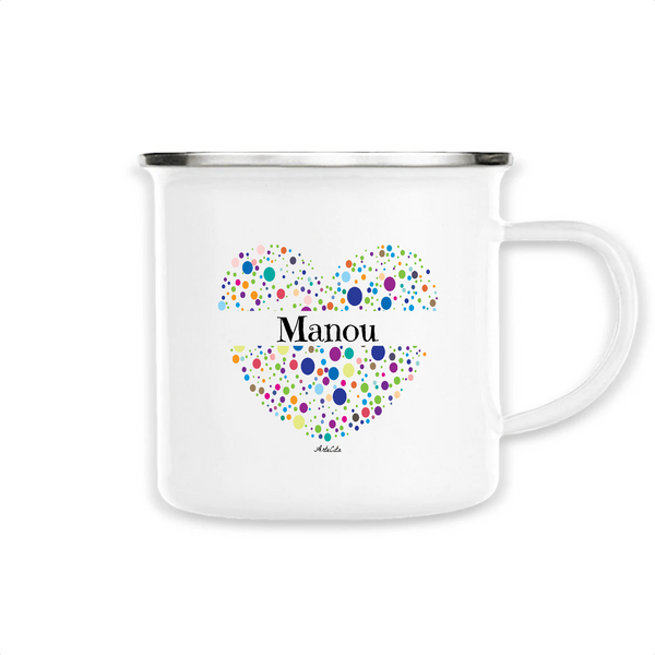 Mug - Manou (Coeur) - Métal émaillé - Cadeau Unique & Tendre - Cadeau Personnalisable - Cadeaux-Positifs.com -Unique-Blanc-