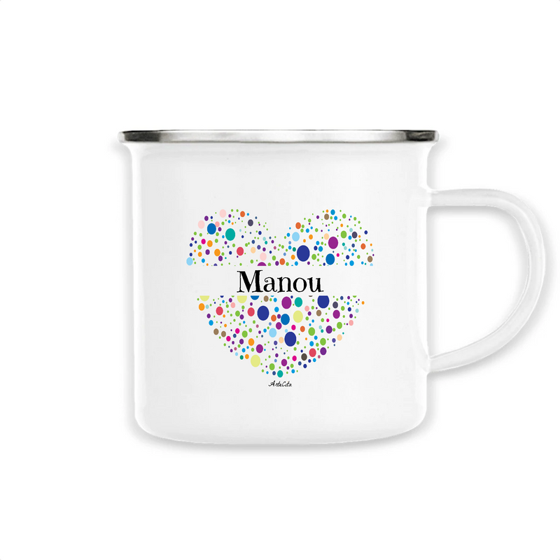 Cadeau anniversaire : Mug - Manou (Coeur) - Métal émaillé - Cadeau Unique & Tendre - Cadeau Personnalisable - Cadeaux-Positifs.com -Unique-Blanc-