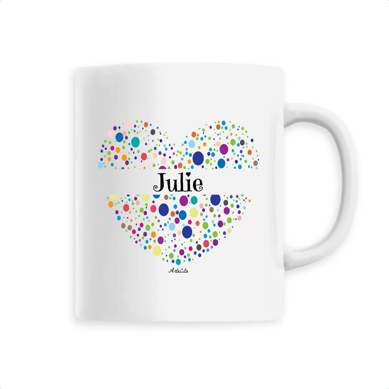 Cadeau anniversaire : Mug - Julie (Coeur) - 6 Coloris - Cadeau Unique & Tendre - Cadeau Personnalisable - Cadeaux-Positifs.com -Unique-Blanc-