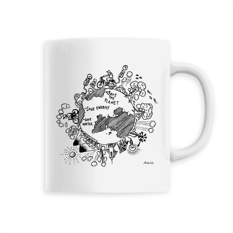 Cadeau anniversaire : Mug - Save the Planet - 6 Coloris - Cadeau Engagé - Cadeau Personnalisable - Cadeaux-Positifs.com -Unique-Blanc-