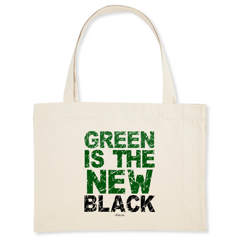 Cadeau anniversaire : Grand Cabas - Green is the New Black - Matières recyclées - Cadeau Engagé - Cadeau Personnalisable - Cadeaux-Positifs.com -Unique-Blanc-