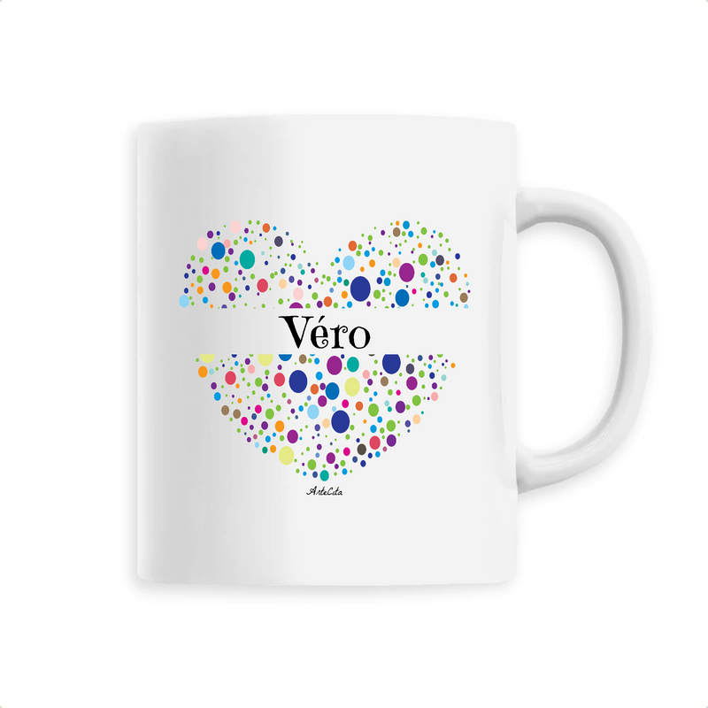 Cadeau anniversaire : Mug - Véro (Coeur) - 6 Coloris - Cadeau Unique & Tendre - Cadeau Personnalisable - Cadeaux-Positifs.com -Unique-Blanc-