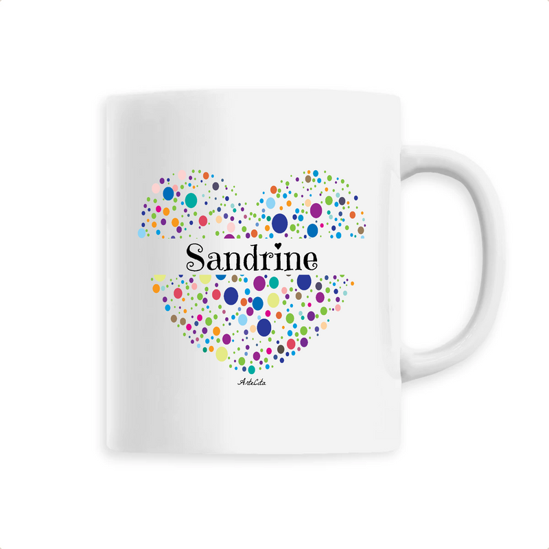 Cadeau anniversaire : Mug - Sandrine (Coeur) - 6 Coloris - Cadeau Unique & Tendre - Cadeau Personnalisable - Cadeaux-Positifs.com -Unique-Blanc-