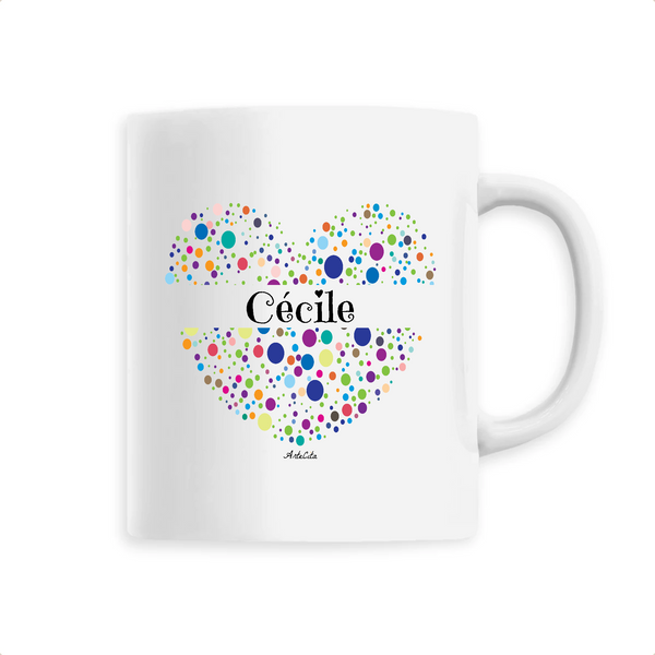 Mug - Cécile (Coeur) - 6 Coloris - Cadeau Unique & Tendre - Cadeau Personnalisable - Cadeaux-Positifs.com -Unique-Blanc-