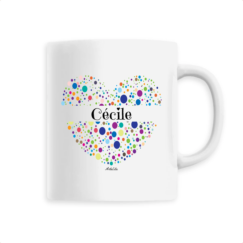 Cadeau anniversaire : Mug - Cécile (Coeur) - 6 Coloris - Cadeau Unique & Tendre - Cadeau Personnalisable - Cadeaux-Positifs.com -Unique-Blanc-