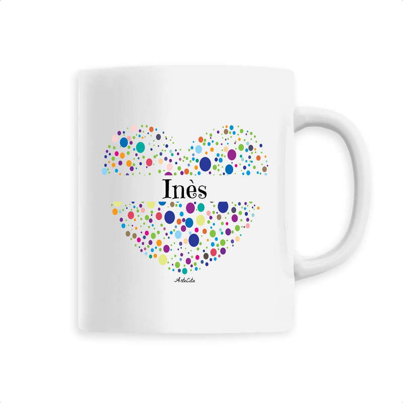 Cadeau anniversaire : Mug - Inès (Coeur) - 6 Coloris - Cadeau Unique & Tendre - Cadeau Personnalisable - Cadeaux-Positifs.com -Unique-Blanc-