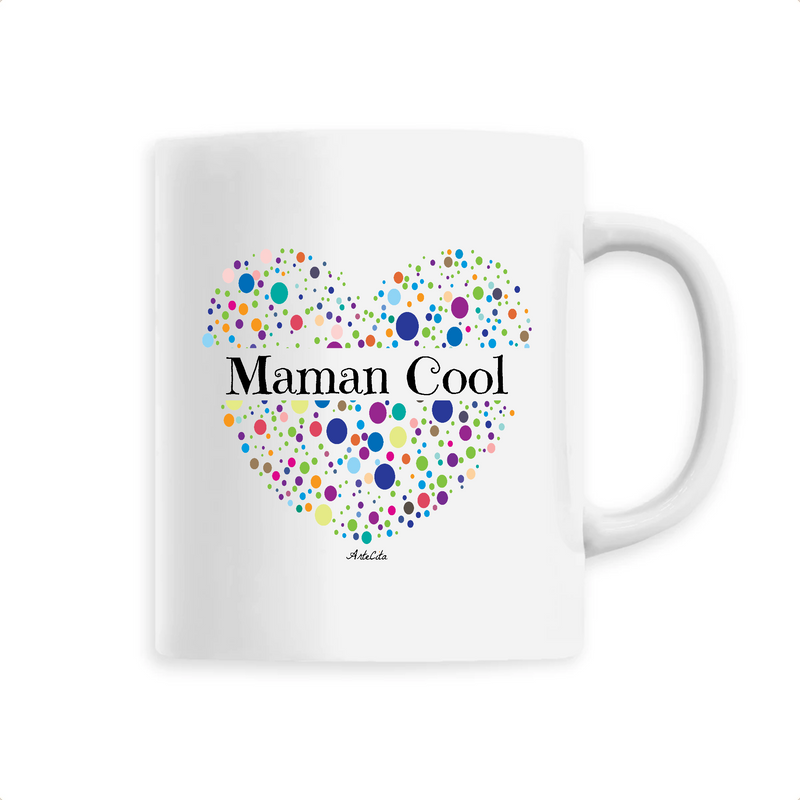 Cadeau anniversaire : Mug - Maman Cool (Coeur) - 6 Coloris - Cadeau Unique & Tendre - Cadeau Personnalisable - Cadeaux-Positifs.com -Unique-Blanc-