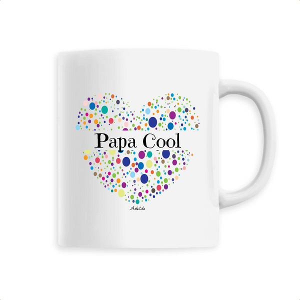 Mug - Papa Cool (Coeur) - 6 Coloris - Cadeau Unique & Tendre - Cadeau Personnalisable - Cadeaux-Positifs.com -Unique-Blanc-