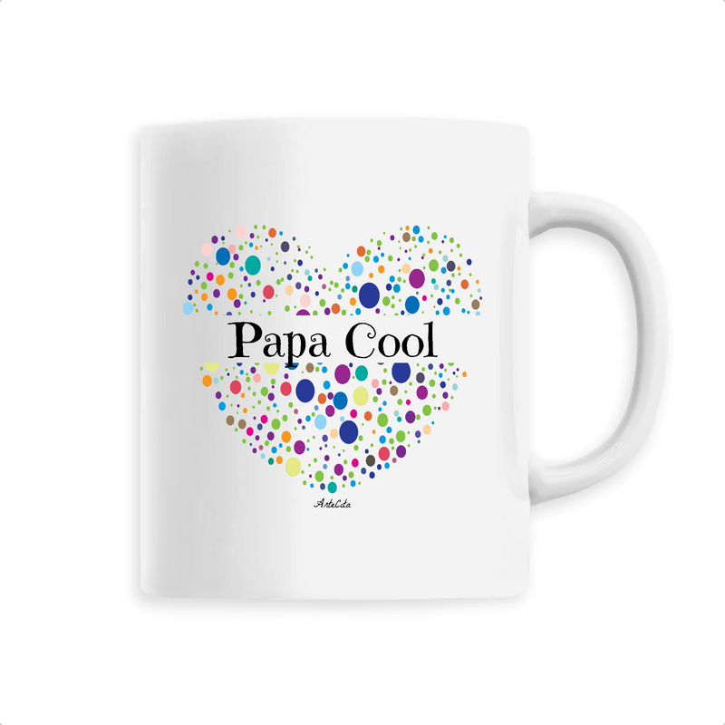 Cadeau anniversaire : Mug - Papa Cool (Coeur) - 6 Coloris - Cadeau Unique & Tendre - Cadeau Personnalisable - Cadeaux-Positifs.com -Unique-Blanc-
