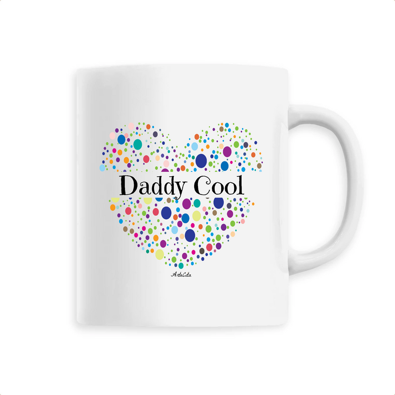 Cadeau anniversaire : Mug - Daddy Cool (Coeur) - 6 Coloris - Cadeau Unique & Tendre - Cadeau Personnalisable - Cadeaux-Positifs.com -Unique-Blanc-
