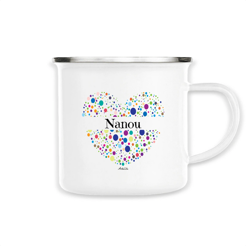 Cadeau anniversaire : Mug - Nanou (Coeur) - Métal émaillé - Cadeau Unique & Tendre - Cadeau Personnalisable - Cadeaux-Positifs.com -Unique-Blanc-