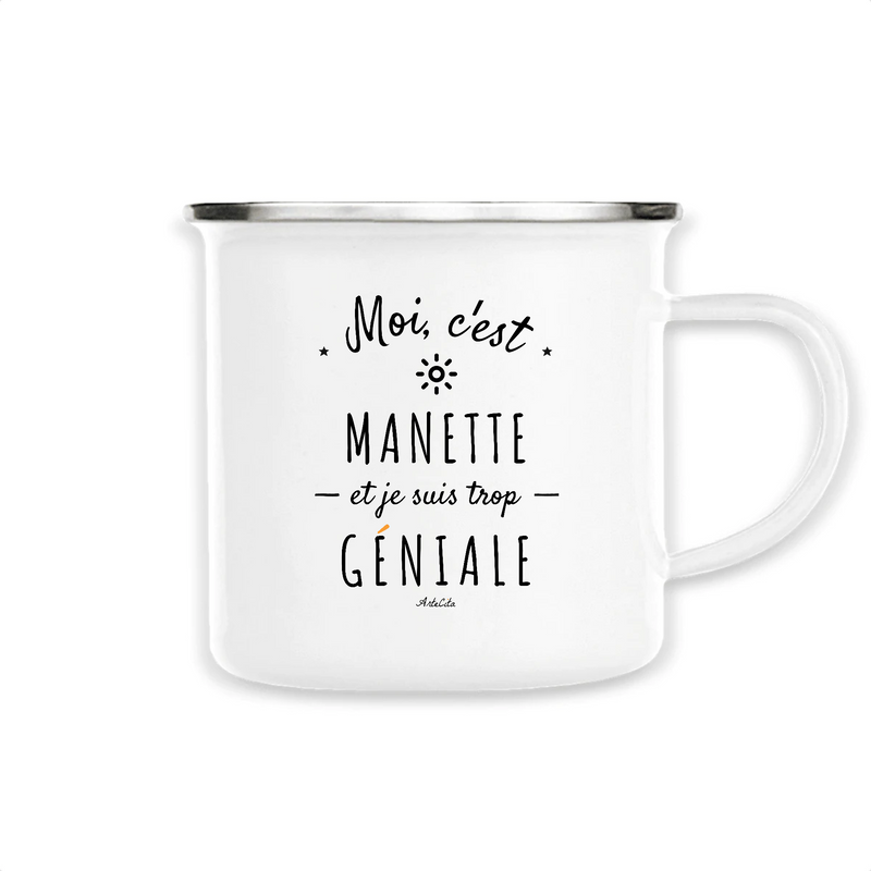 Cadeau anniversaire : Mug - Manette est trop Géniale - Métal émaillé - Cadeau Original - Cadeau Personnalisable - Cadeaux-Positifs.com -Unique-Blanc-