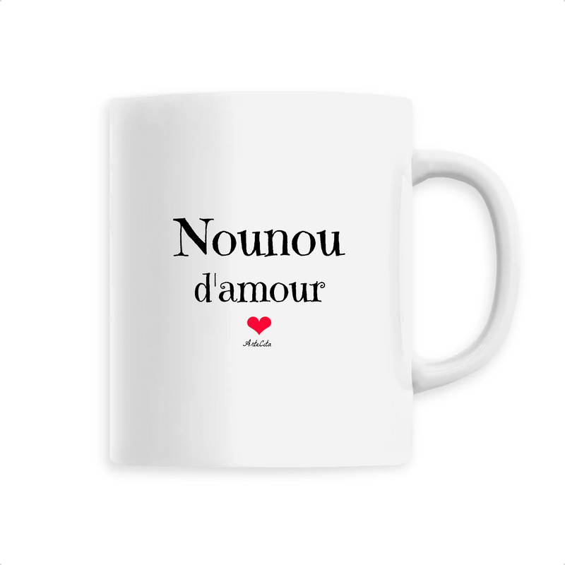 Cadeau anniversaire : Mug - Nounou d'amour - 6 Coloris - Cadeau Original & Tendre - Cadeau Personnalisable - Cadeaux-Positifs.com -Unique-Blanc-