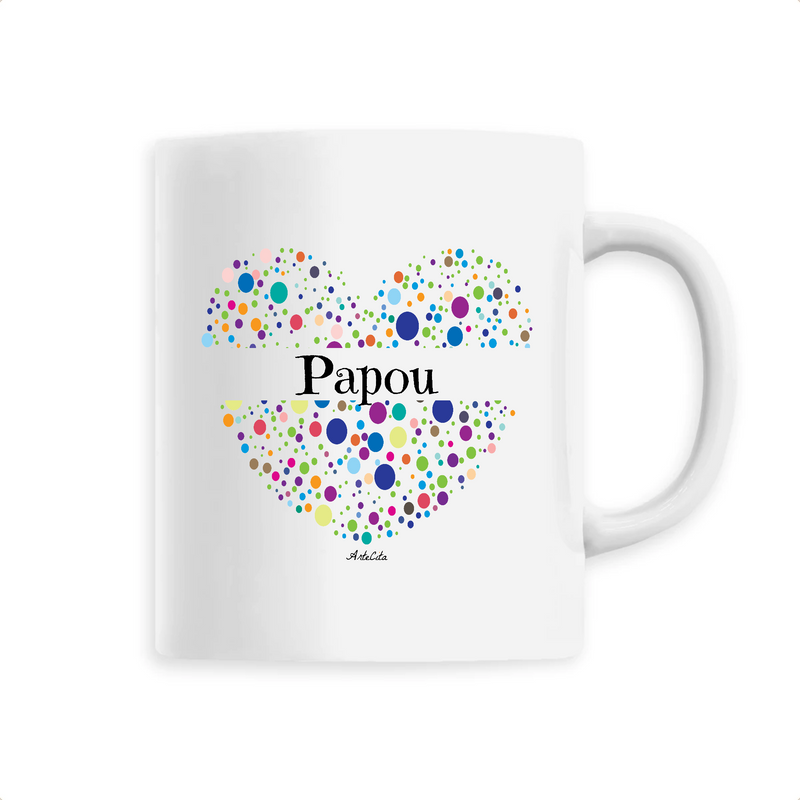 Cadeau anniversaire : Mug - Papou (Coeur) - 6 Coloris - Cadeau Unique & Tendre - Cadeau Personnalisable - Cadeaux-Positifs.com -Unique-Blanc-