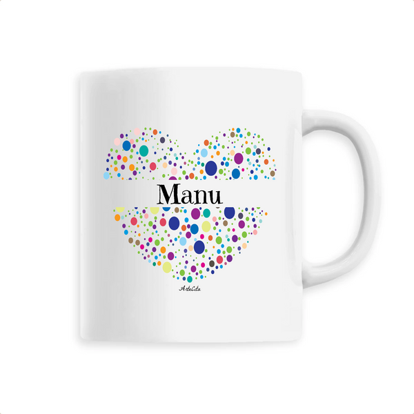 Mug - Manu (Coeur) - 6 Coloris - Cadeau Unique & Tendre - Cadeau Personnalisable - Cadeaux-Positifs.com -Unique-Blanc-