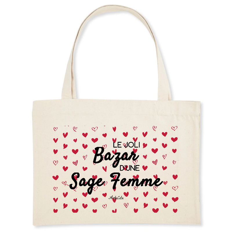 Cadeau anniversaire : Grand Cabas - Le joli Bazar d'une Sage Femme - Cadeau Durable - Cadeau Personnalisable - Cadeaux-Positifs.com -Unique-Blanc-