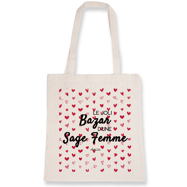Tote Bag - Le joli Bazar d'une Sage Femme - Cadeau éco-responsable - Cadeau Personnalisable - Cadeaux-Positifs.com -Unique-Blanc-