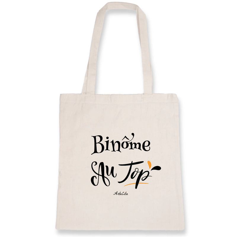 Cadeau anniversaire : Tote Bag - Binôme au Top - Coton Bio - Cadeau Original - Cadeau Personnalisable - Cadeaux-Positifs.com -Unique-Blanc-