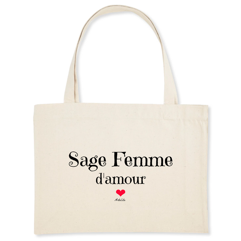 Cadeau anniversaire : Grand Cabas - Sage Femme d'amour - Matières recyclées - Cadeau Original - Cadeau Personnalisable - Cadeaux-Positifs.com -Unique-Blanc-