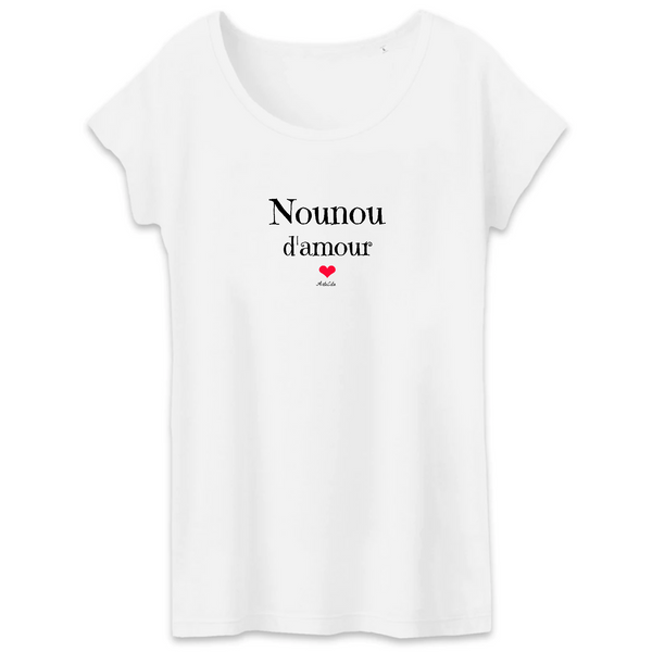 T-Shirt - Nounou d'amour - Coton Bio - 3 coloris - Cadeau Original - Cadeau Personnalisable - Cadeaux-Positifs.com -XS-Blanc-