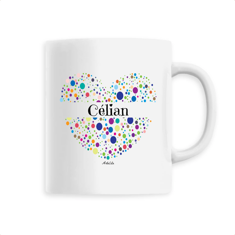 Cadeau anniversaire : Mug - Célian (Coeur) - 6 Coloris - Cadeau Unique & Tendre - Cadeau Personnalisable - Cadeaux-Positifs.com -Unique-Blanc-