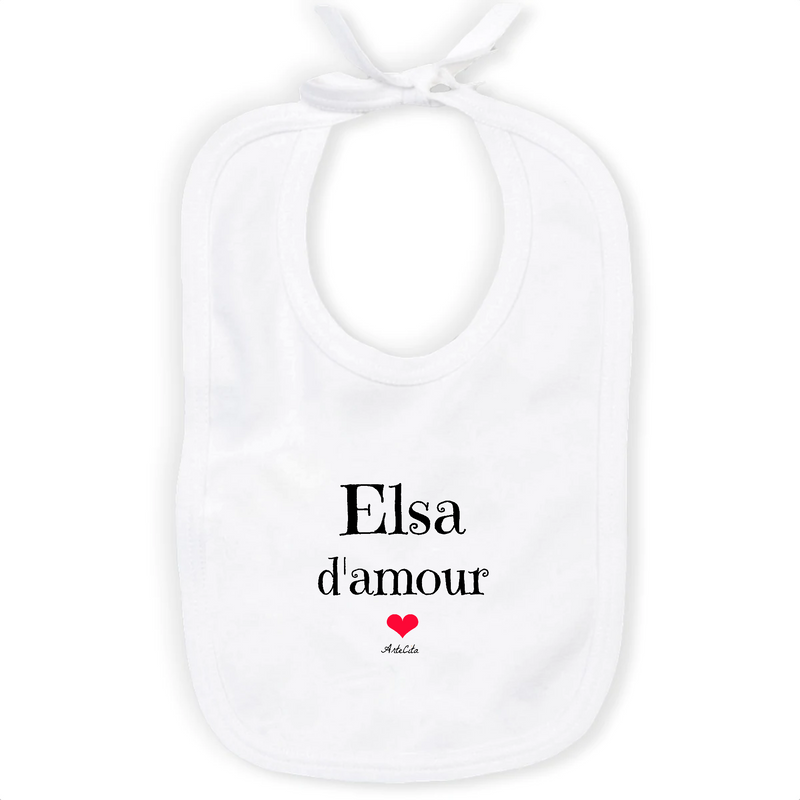 Cadeau anniversaire : Bavoir - Elsa d'amour - Coton Bio - Cadeau Original & Tendre - Cadeau Personnalisable - Cadeaux-Positifs.com -Unique-Blanc-