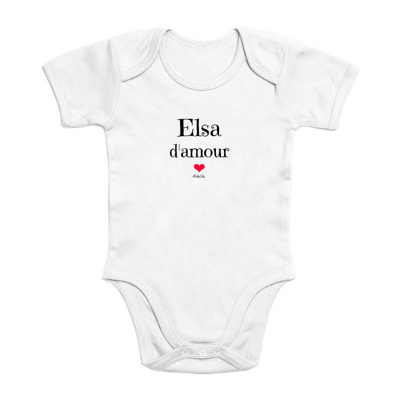 Cadeau anniversaire : Body - Elsa d'amour - Coton Bio - Cadeau Original & Tendre - Cadeau Personnalisable - Cadeaux-Positifs.com -0-3 Mois-Blanc-